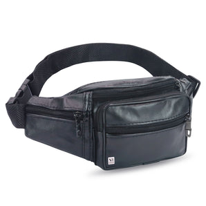 NFI essentials PU Leather Waist Bag Travel Handy Hiking Zip Chest Bag Crossbody Shoulder Bag for man & Women