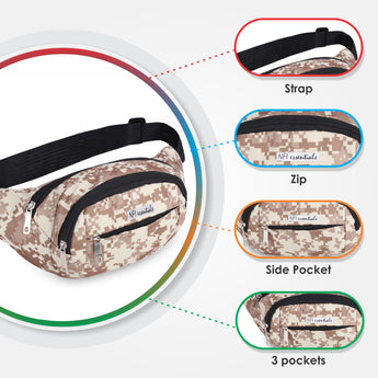 NFI essentials Waist Bag Travel Handy Hiking Zip Chest Bag, Crossbody Shoulder Bag for man & Women Money Phone Belt Sport Bag Waist Pack - AYAHA ENTERPRISES PRIVATE LIMITED