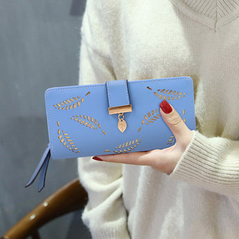 NFI essentials Women's Long Clutch Wallet Girls Leaf Bi-fold Multi Card Holder Leaf Design Womens Purse Long Wallet - AYAHA ENTERPRISES PRIVATE LIMITED