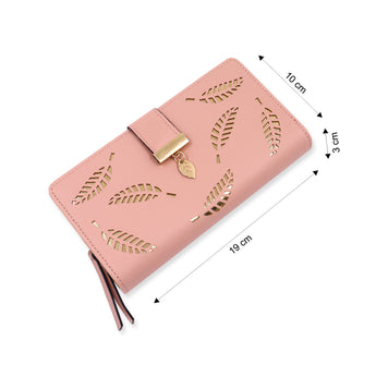 NFI essentials Women's Long Clutch Wallet Girls Leaf Bi-fold Multi Card Holder Leaf Design Womens Purse Long Wallet - AYAHA ENTERPRISES PRIVATE LIMITED