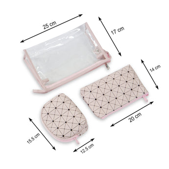 NFI essentials Set of 3 Cosmetic pouch Makeup pouch Vanity Pouch Travel Organizer Toiletry Pouch for Women Zippered Pouch Set, Large, Medium, Small Makeup Bag - AYAHA ENTERPRISES PRIVATE LIMITED