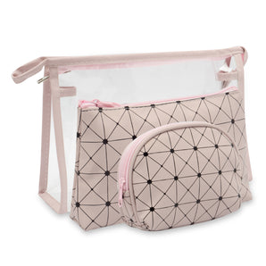 NFI essentials Set of 3 Cosmetic pouch Makeup pouch Vanity Pouch Travel Organizer Toiletry Pouch for Women Zippered Pouch Set, Large, Medium, Small Makeup Bag - AYAHA ENTERPRISES PRIVATE LIMITED