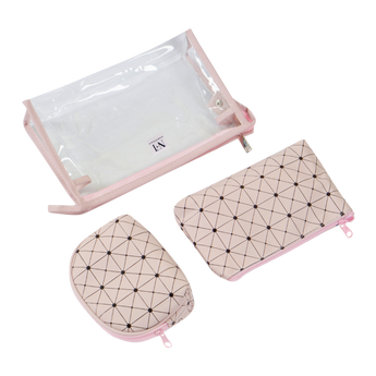 NFI essentials Set of 3 Cosmetic pouch Makeup pouch Vanity Pouch Travel Organizer Toiletry Pouch for Women Zippered Pouch Set, Large, Medium, Small Makeup Bag - AYAHA ENTERPRISES PRIVATE LIMITED