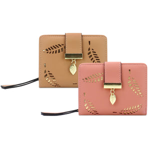 NFI essentials Pack of 2 Women's Clutch Wallet Leaf Bi-fold Multi Card Holder Leaf Design Small Purse Clutch for Girls