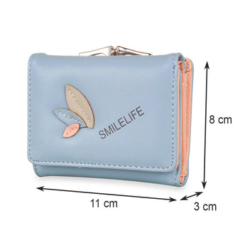 NFI essentials Fashion PU Leather Women's Mini Clutch Wallet | Girls Leaf Bi-fold Card Holder | Womens Purse Small Clutch Wallet - AYAHA ENTERPRISES PRIVATE LIMITED