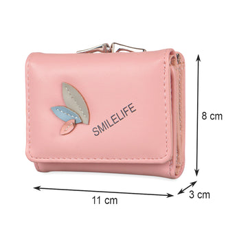 NFI essentials Fashion PU Leather Women's Mini Clutch Wallet | Girls Leaf Bi-fold Card Holder | Womens Purse Small Clutch Wallet - AYAHA ENTERPRISES PRIVATE LIMITED
