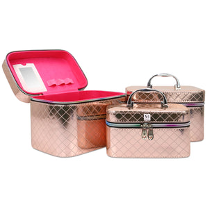 NFI essentials Makeup Box Set of 3 Cosmetic Box Jewellery Bridal Box Trousseau Box Vanity Beauty Case Organizer for Wedding