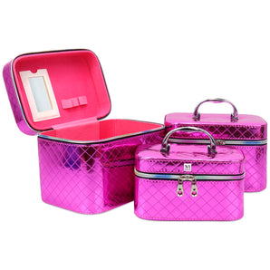 NFI essentials Makeup Box Set of 3 Cosmetic Box Jewellery Bridal Box Trousseau Box Vanity Beauty Case Organizer for Wedding