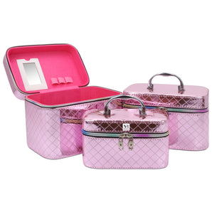 NFI essentials Makeup Box Set of 3 Cosmetic Box Jewellery Bridal Box Trousseau Box Vanity Beauty Case Organizer for Wedding