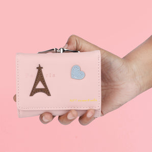 NFI essentials Paris Eiffel Tower Multi Fold Women's Wallet, Holding Credit Card Cash & Coins Small Purse Clutch for Girls Mini Wallet