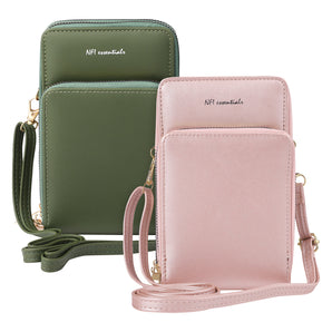 NFI essentials Girls Women's Multipocket Wallet Purse Pack of 2 for Mobile Cell Phone Holder, Wallet Hand Purse Clutch Crossbody