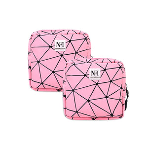 NFI essentials Pack of 2 PU Diamond Print Women Portable Sanitary Napkin Pouch With Zipper Feminine Pad