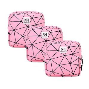 NFI essentials Pack of 3 Pack of 2 PU Diamond Print Women Portable Sanitary Napkin Pouch With Zipper Feminine Pad