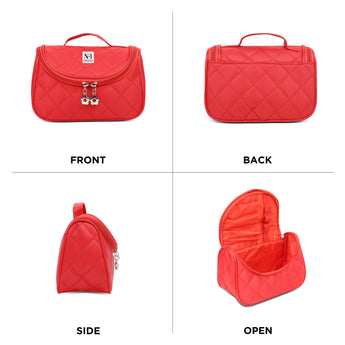 NFI essentials Solid Color Cosmetic Pouch | Makeup Pouch | Vanity Case | Jewellery Pouch | Stationery Pencil Case | Makeup Travel Bag | Travel Organiser | Bridal Gift (Y26 RED Cosmetic Pouch) - AYAHA ENTERPRISES PRIVATE LIMITED