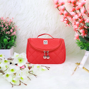 NFI essentials Solid Color Cosmetic Pouch | Makeup Pouch | Vanity Case | Jewellery Pouch | Stationery Pencil Case | Makeup Travel Bag | Travel Organiser | Bridal Gift (Y26 RED Cosmetic Pouch) - AYAHA ENTERPRISES PRIVATE LIMITED