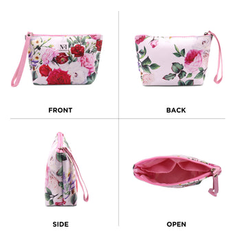 NFI essentials PU Floral Print Makeup Pouch for Women, Stylish Pouches for Makeup Accessories & Travel Organiser, Cosmetic Pouch - AYAHA ENTERPRISES PRIVATE LIMITED