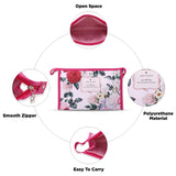 NFI essentials Pu Floral Print Makeup Pouch For Women, Stylish Pouches For Makeup Accessories & Travel Organiser, Cosmetic Pouch, Toiletry Make Up Bag, Pink - AYAHA ENTERPRISES PRIVATE LIMITED