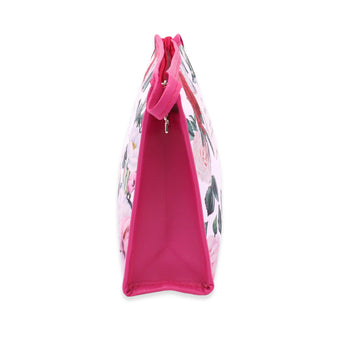 NFI essentials Pu Floral Print Makeup Pouch For Women, Stylish Pouches For Makeup Accessories & Travel Organiser, Cosmetic Pouch, Toiletry Make Up Bag, Pink - AYAHA ENTERPRISES PRIVATE LIMITED