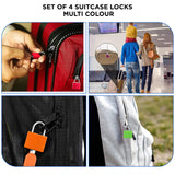 Set of 4 Suitcase Locks, Multicolor Luggage Padlocks Set, Lock with Keys - AYAHA ENTERPRISES PRIVATE LIMITED