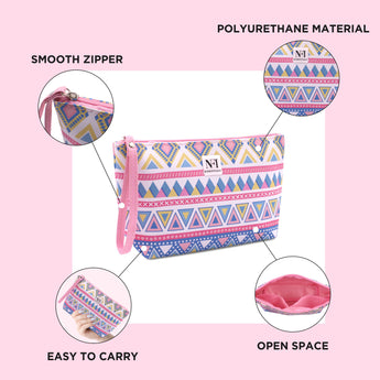 NFI essentials Geometric Print Makeup Pouches for Women Stylish Pouch for Makeup accessories - AYAHA ENTERPRISES PRIVATE LIMITED