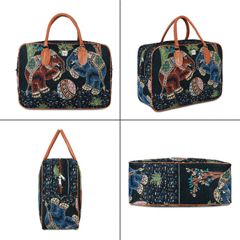 NFI essentials Elephant Print Canvas Duffle Travel Bag - AYAHA ENTERPRISES PRIVATE LIMITED