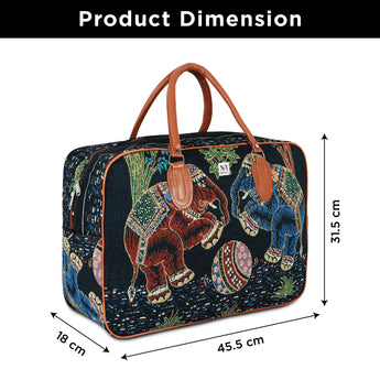 NFI essentials Elephant Print Canvas Duffle Travel Bag - AYAHA ENTERPRISES PRIVATE LIMITED