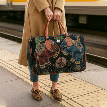 NFI essentials Elephant Print Canvas Duffle Travel Bag - AYAHA ENTERPRISES PRIVATE LIMITED