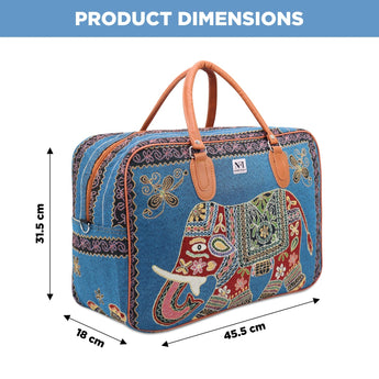 NFI essentials Elephant Print Canvas Duffle Travel Bag - AYAHA ENTERPRISES PRIVATE LIMITED