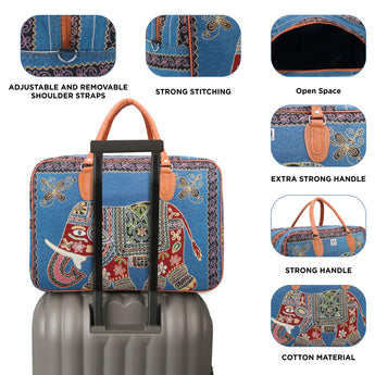 NFI essentials Elephant Print Canvas Duffle Travel Bag - AYAHA ENTERPRISES PRIVATE LIMITED