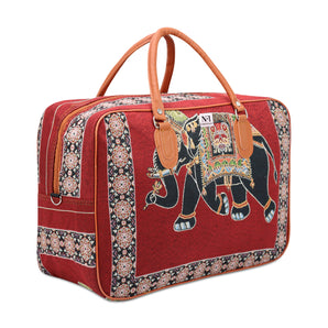 NFI essentials Elephant Print Canvas Duffle Travel Bag
