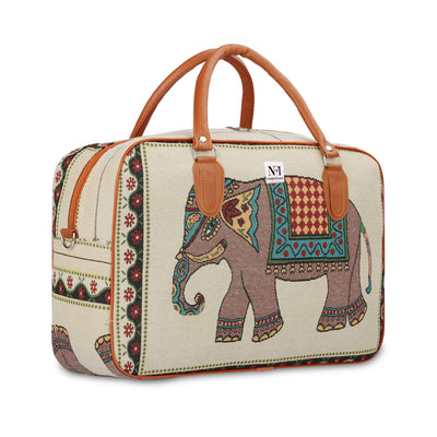 NFI essentials Elephant Print Canvas Duffle Travel Bag