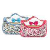 Floral Print Vinyl Cosmetic Pouch | Makeup Pouch | Travel Organiser | Size 21x10x10cm | Pack of 2  (Pink & Blue) - AYAHA ENTERPRISES PRIVATE LIMITED