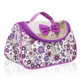 Floral Print Vinyl Cosmetic Pouch | Makeup Pouch | Travel Organiser | Size 21x10x10cm (Purple) - AYAHA ENTERPRISES PRIVATE LIMITED