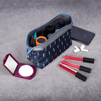 Printed Cosmetic Pouch | Makeup Pouch | Vanity Case | Travel Organiser | Size: 20x13.5x8.5cm - AYAHA ENTERPRISES PRIVATE LIMITED