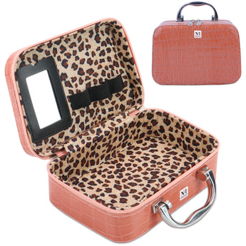 Makeup Box | Cosmetic Box | Jewellery Box | Toiletry Box | Vanity Box Organizer with Magnifying Compact Makeup Mirror (Light Pink) - AYAHA ENTERPRISES PRIVATE LIMITED