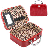 Makeup Box | Cosmetic Box | Jewellery Box | Toiletry Box | Vanity Box Organizer with Magnifying Compact Makeup Mirror (Red) - AYAHA ENTERPRISES PRIVATE LIMITED