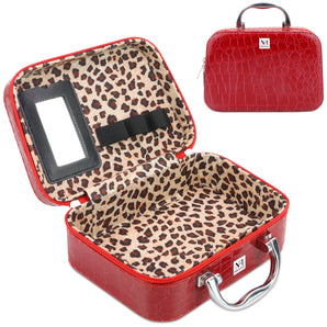 Makeup Box | Cosmetic Box | Jewellery Box | Toiletry Box | Vanity Box Organizer with Magnifying Compact Makeup Mirror (Red) - AYAHA ENTERPRISES PRIVATE LIMITED