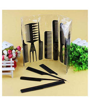 NFI essentials Professional Hair Cutting and Styling Comb Kangi Salon Kit Combs Cumb Come Hair Comp - Combo Set of 10; Black (Black) (combo) (comb)