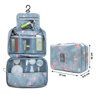 NFI essentials Hanging Travel Toiletry Bag with Sturdy Hook, Large Portable Makeup Cosmetic Pouch for Women & Mens, Foldable Stylish Make Up Vanity Kit Organiser for Girls - AYAHA ENTERPRISES PRIVATE LIMITED