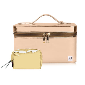 NFI essentials Makeup Box (Rose Gold) & Vanity Pouch (Gold)