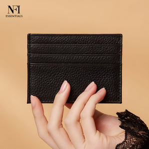 NFI essentials PU Leather 7 Slots Vertical Card Holder Credit Debit Card Holder Zipper Coin Purse for Men and Women Accordion Money Wallet Security Wallet