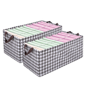 NFI essentials Pack of 2 Closet Organizer Box with Handles Large Foldable Storage Basket for Organizing Cloths, Toys, Books, Shelves, Space Saver Wardrobe Organizer