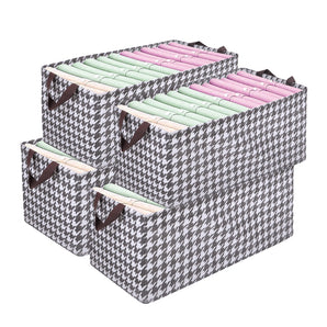 NFI essentials Pack of 4 Closet Organizer Box with Handles Large Foldable Storage Basket for Organizing Cloths, Toys, Books, Shelves, Space Saver Wardrobe Organizer (Copy)