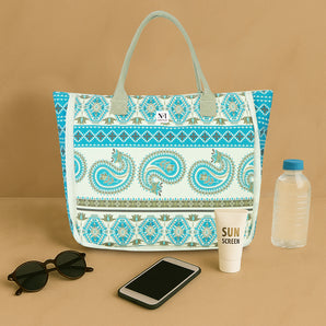 NFI essentials Aesthetic Printed Canvas HandBags for Women & Girls Hobo Bag, Tote Shopping Shoulder Totes Grocery Bags for Travel Stylish Ladies Multipurpose Purse