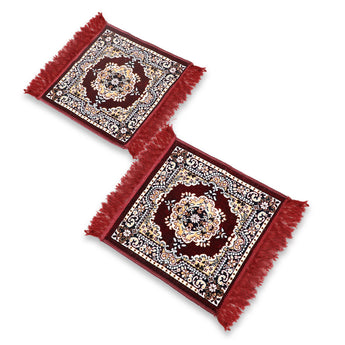 Pack of 2 Velvet Prayer Mat | Puja Mat Aasan | Meditation Mat | Multipurpose Velvet Rug Mat | Pooja Asana | Size: 51x51cm (D1) - AYAHA ENTERPRISES PRIVATE LIMITED