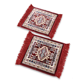 NFI essentials Pack of 2 Velvet Aasan, Soft Pooja Aasan Mat Multipurpose Velvet Rug Mat Puja Mat Prayer Mat Baithak Assan Festive Occasions Mat, 51x51cm - AYAHA ENTERPRISES PRIVATE LIMITED