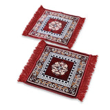 Pack of 2 Velvet Prayer Mat | Puja Mat Aasan | Meditation Mat | Multipurpose Velvet Rug Mat | Pooja Asana | Size: 51x51cm (D3) - AYAHA ENTERPRISES PRIVATE LIMITED