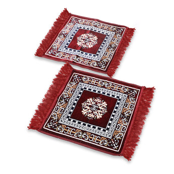 Pack of 2 Velvet Prayer Mat | Puja Mat Aasan | Meditation Mat | Multipurpose Velvet Rug Mat | Pooja Asana | Size: 51x51cm (D3) - AYAHA ENTERPRISES PRIVATE LIMITED