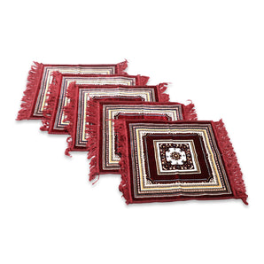 Pack of 5 Velvet Prayer Mat | Puja Mat Aasan | Meditation Mat | Multipurpose Velvet Rug Mat | Pooja Asana | Size: 51x51cm (D4) - AYAHA ENTERPRISES PRIVATE LIMITED