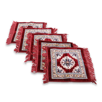 Pack of 5 Velvet Prayer Mat | Puja Mat Aasan | Meditation Mat | Multipurpose Velvet Rug Mat | Pooja Asana | Size: 51x51cm (D5) - AYAHA ENTERPRISES PRIVATE LIMITED
